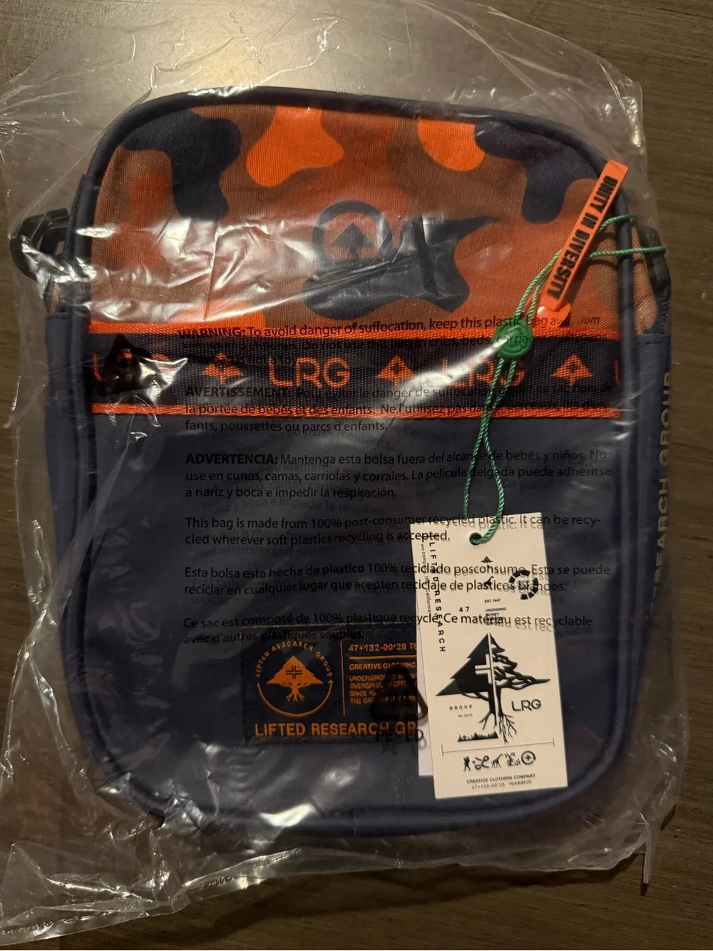 LRG Navy Crossbody with Orange Camo Accent
